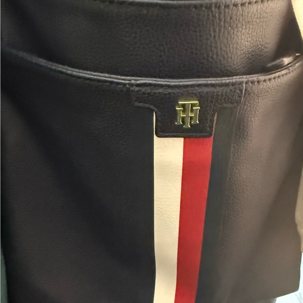 Tommy Hilfiger Black Belt Bag with Red and White Stripe